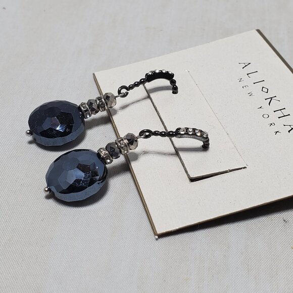 Ali Khan glass faceted bead with rhinestone dangle earring - Picture 3 of 7